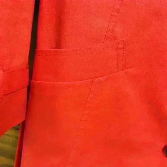 Talbots Red Raincoat/Overcoat/Trench Coat W/Belt 2 Front Pockets Lined Size M - Picture 5 of 11